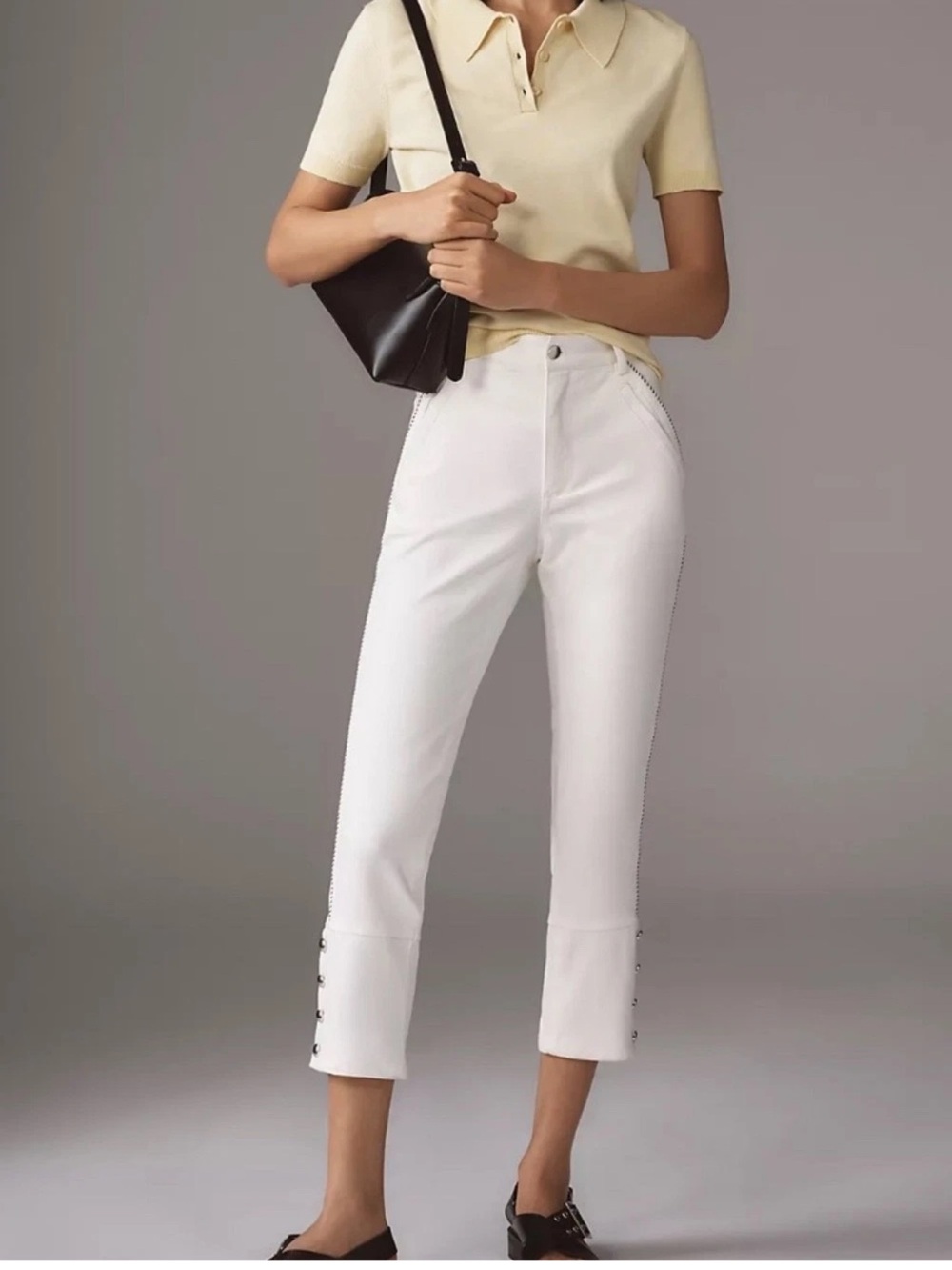 Maeve Anthropologie Cropped White Denim Jeans